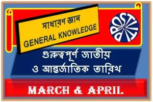 Important Dates of March and April