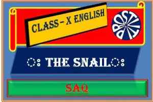 THE SNAIL Short  Answer Type Questions SAQ